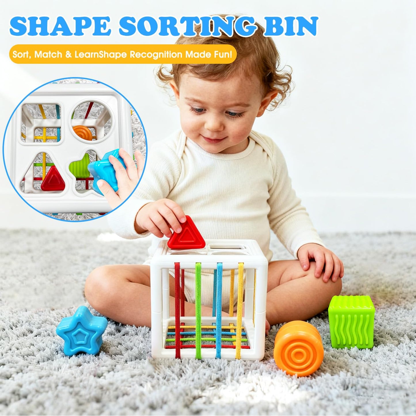 Zelvia 6-in-1 Montessori Baby Toys for 6–36 Months | Busy Cube, Stacking Cups & More