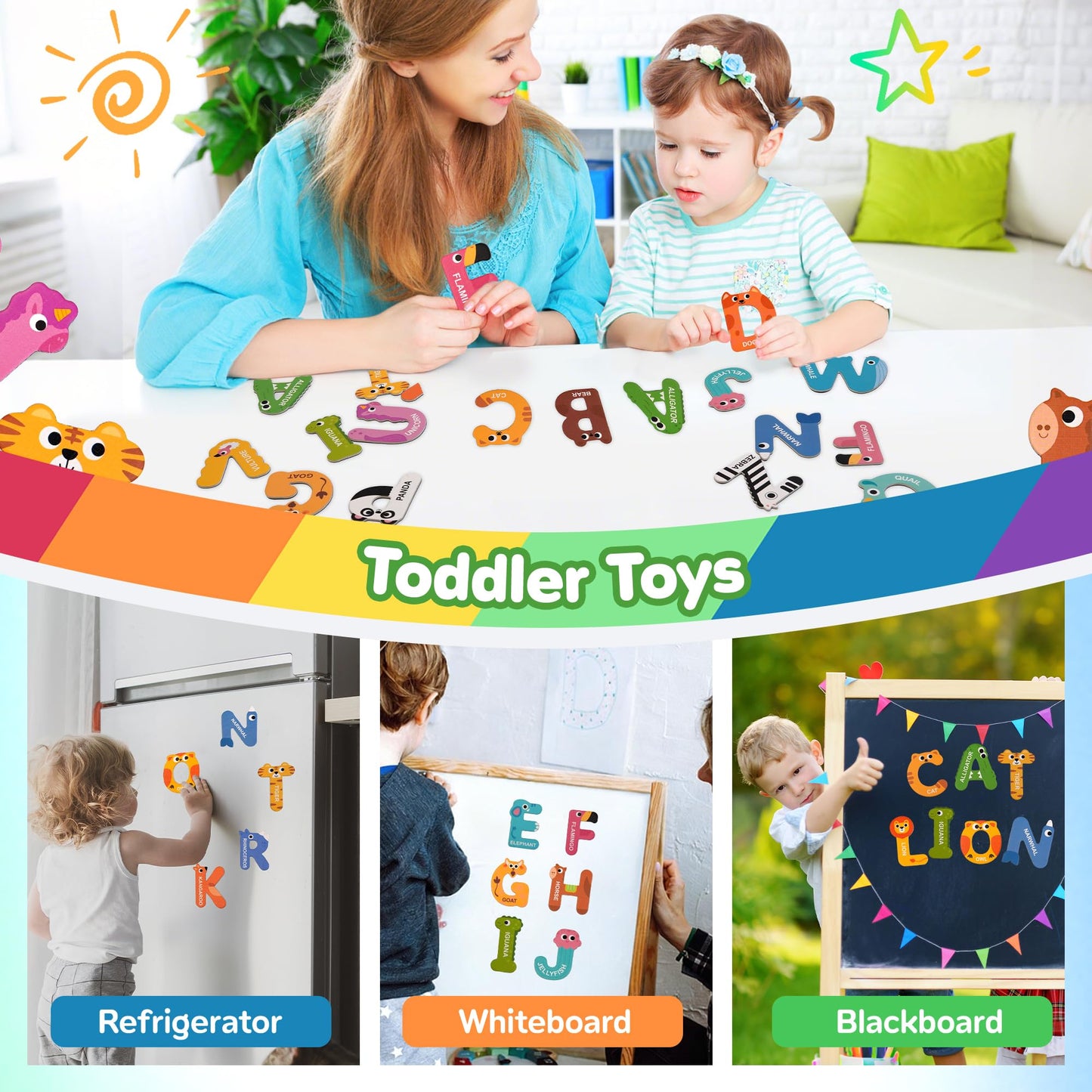 Zemobra Magnetic Letters ABC Magnets for Toddlers – Alphabet Learning Toys
