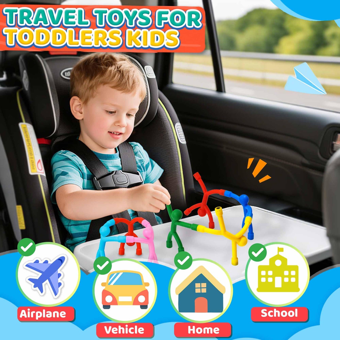 Zemobra Magnetic Travel Toys for Toddlers - 5-Piece Fidget Travel Set