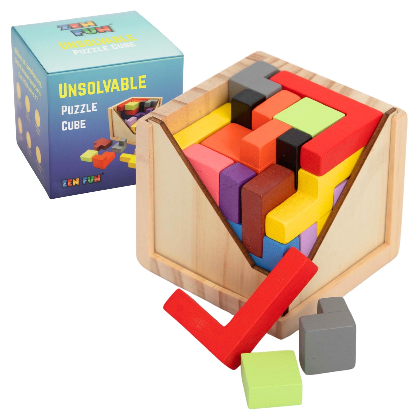 Zen Fun Unsolvable Puzzle Cube - Hardest Brain Teaser for Adults (32 Pieces)