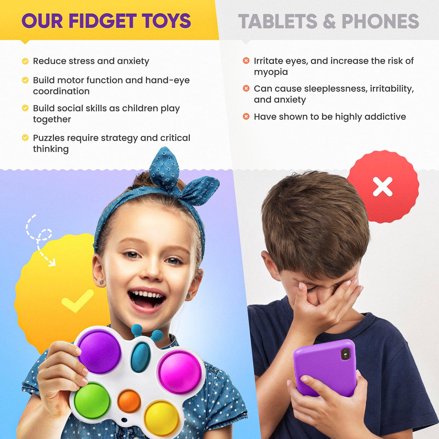 Zen Laboratory Fidget Poppers Pack – 50 Pcs Sensory Toys for Kids 8-12