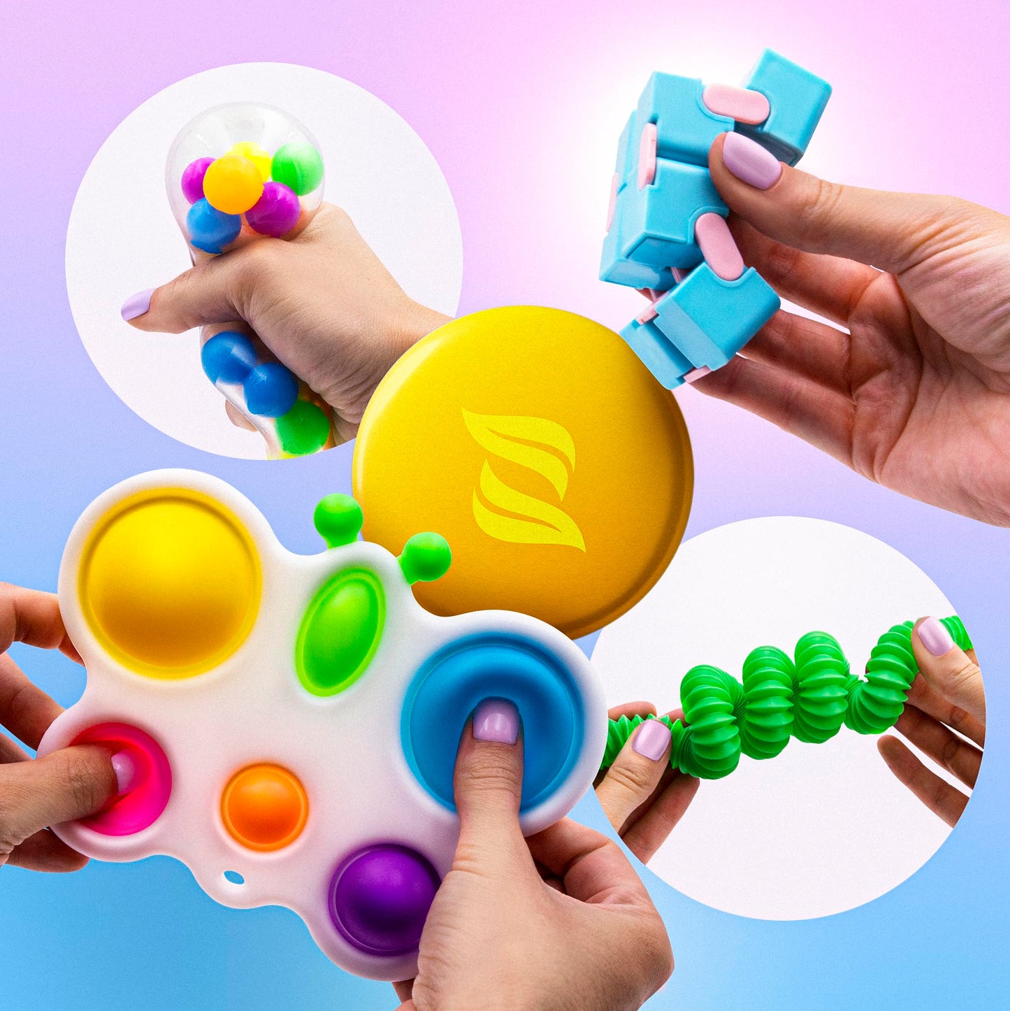 Zen Laboratory Fidget Poppers Pack – 50 Pcs Sensory Toys for Kids 8-12