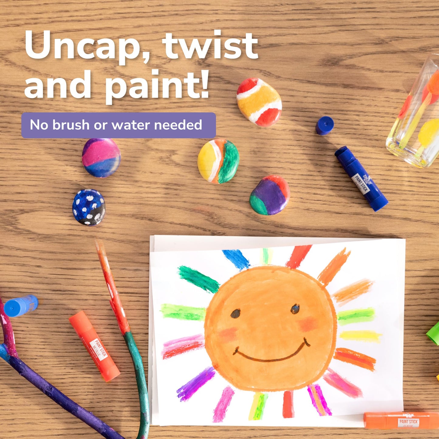 Zenacolor Tempera Paint Sticks – 12 Colors, Non-Toxic & Washable, Quick-Dry, Mess-Free Kids Art