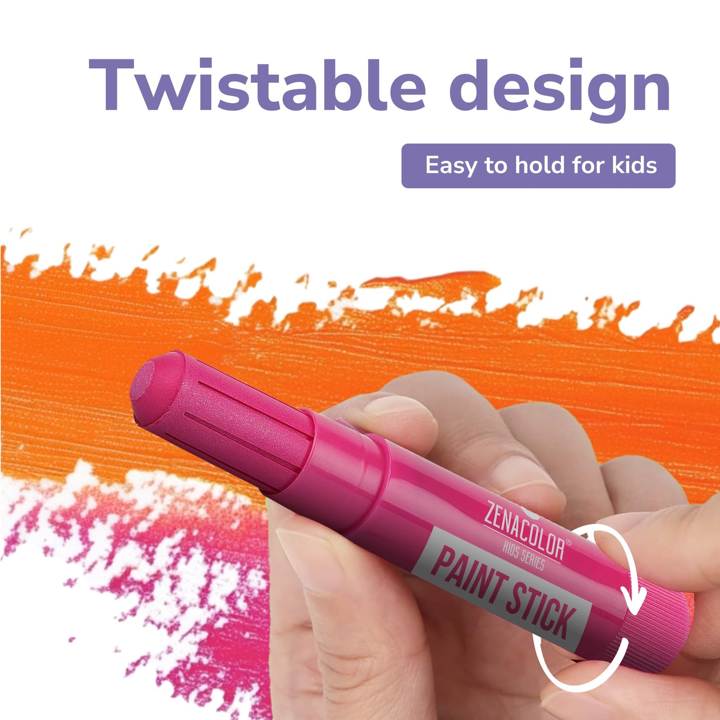 Zenacolor Tempera Paint Sticks – 12 Colors, Non-Toxic & Washable, Quick-Dry, Mess-Free Kids Art
