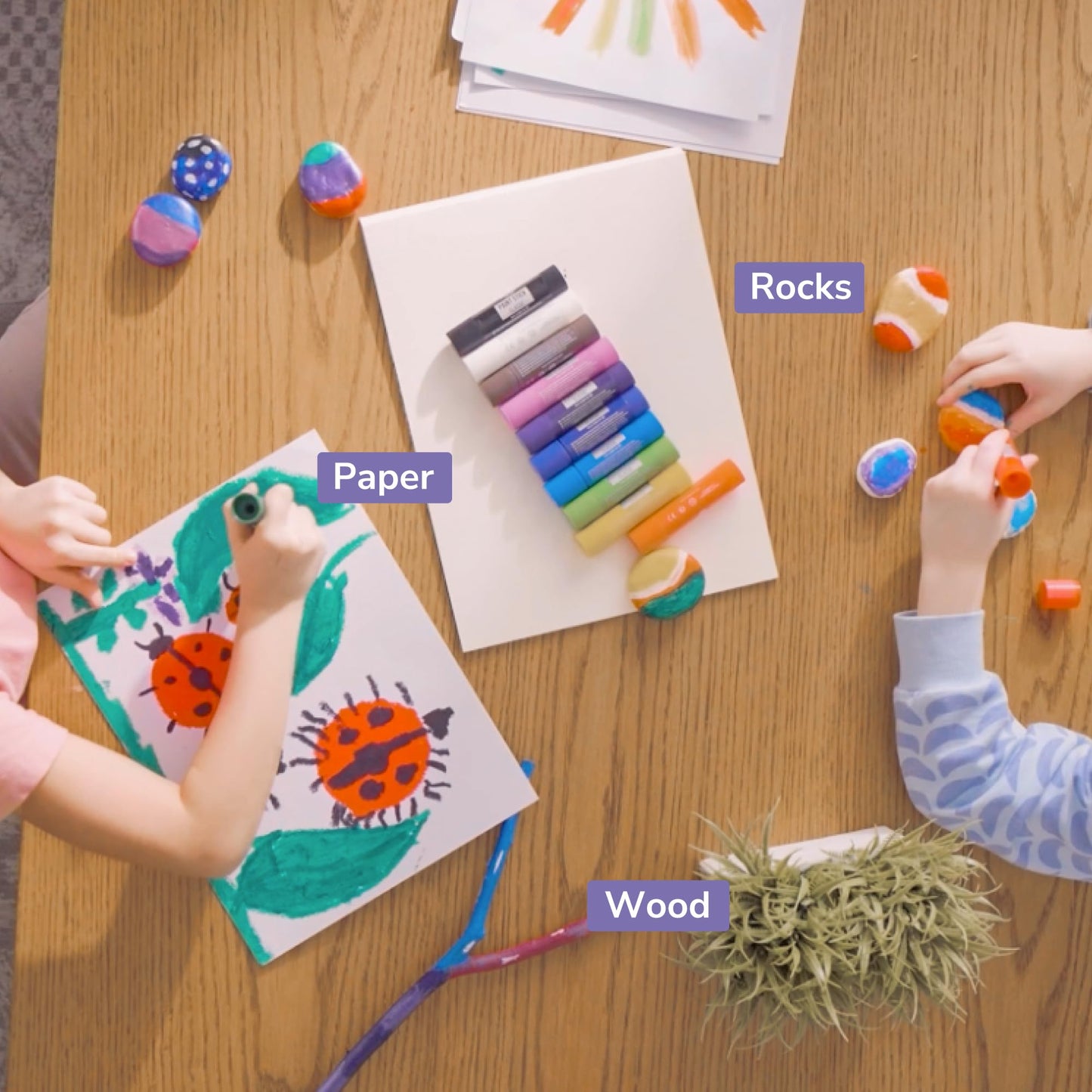 Zenacolor Tempera Paint Sticks – 12 Colors, Non-Toxic & Washable, Quick-Dry, Mess-Free Kids Art
