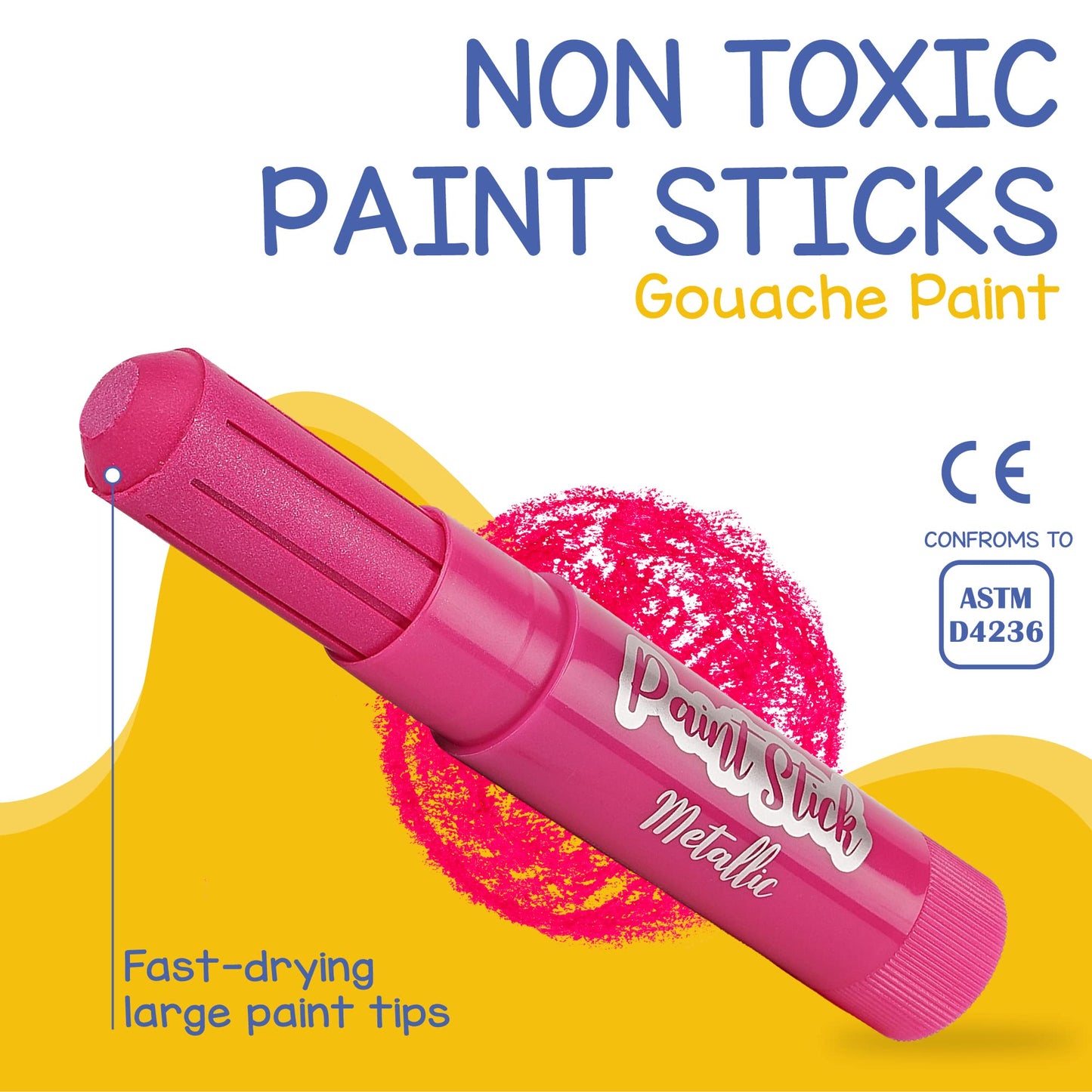 Zenacolor Tempera Paint Sticks for Kids – 30-Color Mess-Free, Washable Set