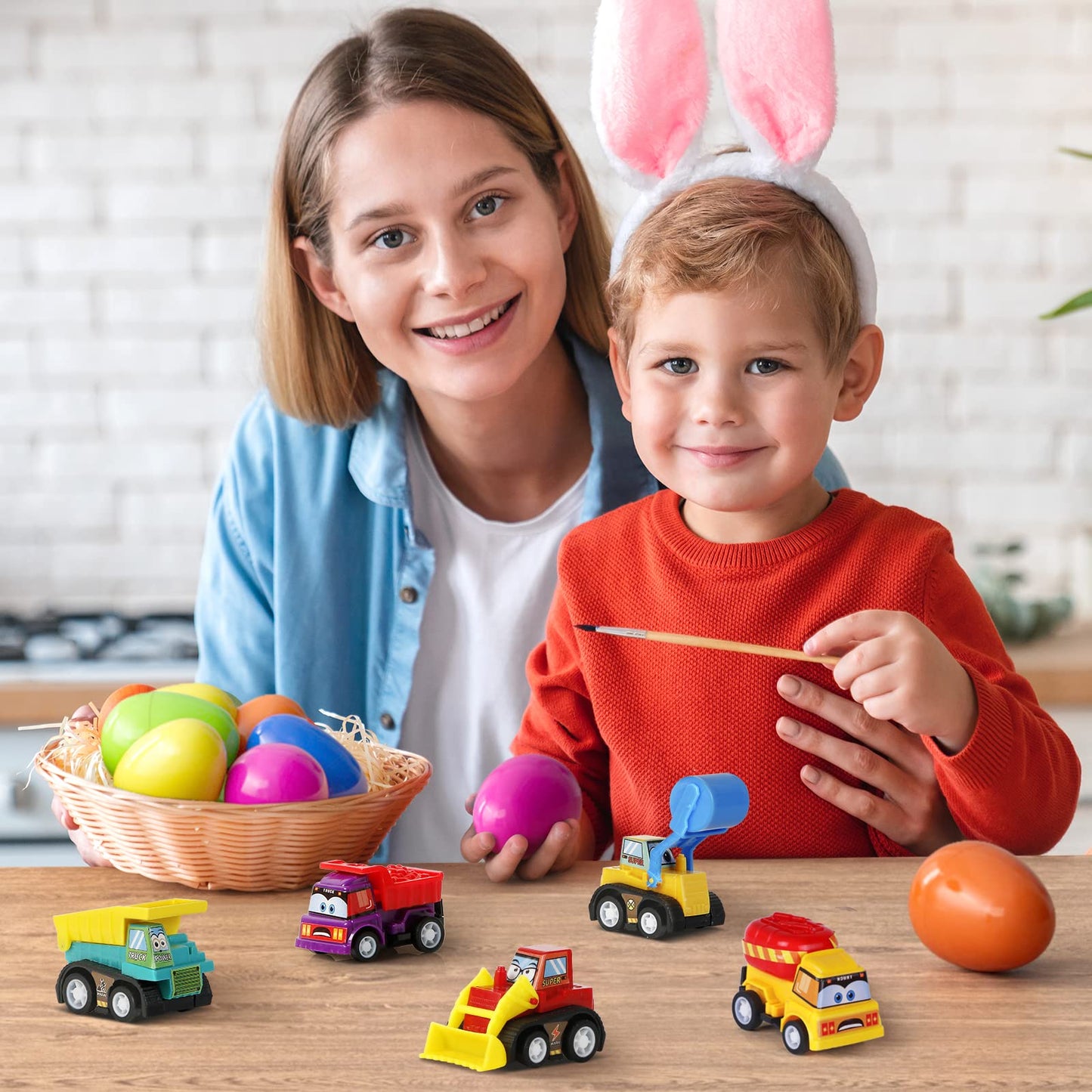 ZenBombs Easter Eggs with Toys Inside - 20pcs Colorful Plastic Eggs for Kids – Surprise Vehicles for Easter Hunt & Party Favors
