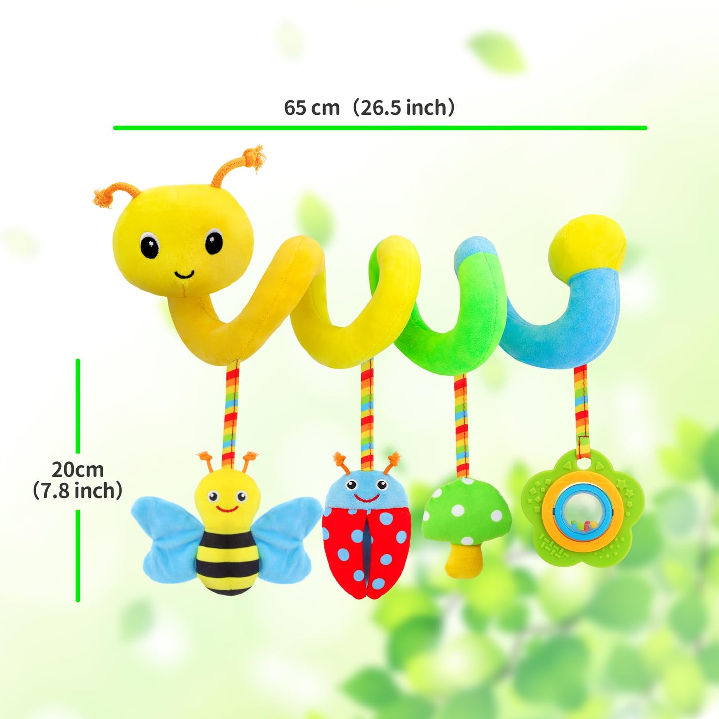 Zendstanding Car Seat Toys for Babies 0-6 Months | Spiral Plush Activity Toy