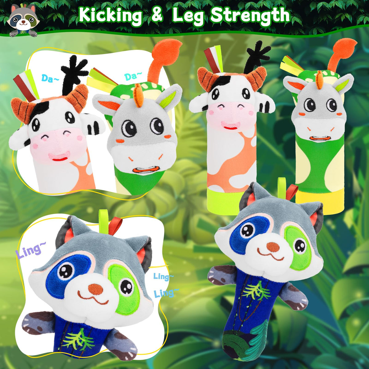 Zendstanding Baby Rattle Toys Set – Wrist Rattles, Sock Rattles & Plush Rings
