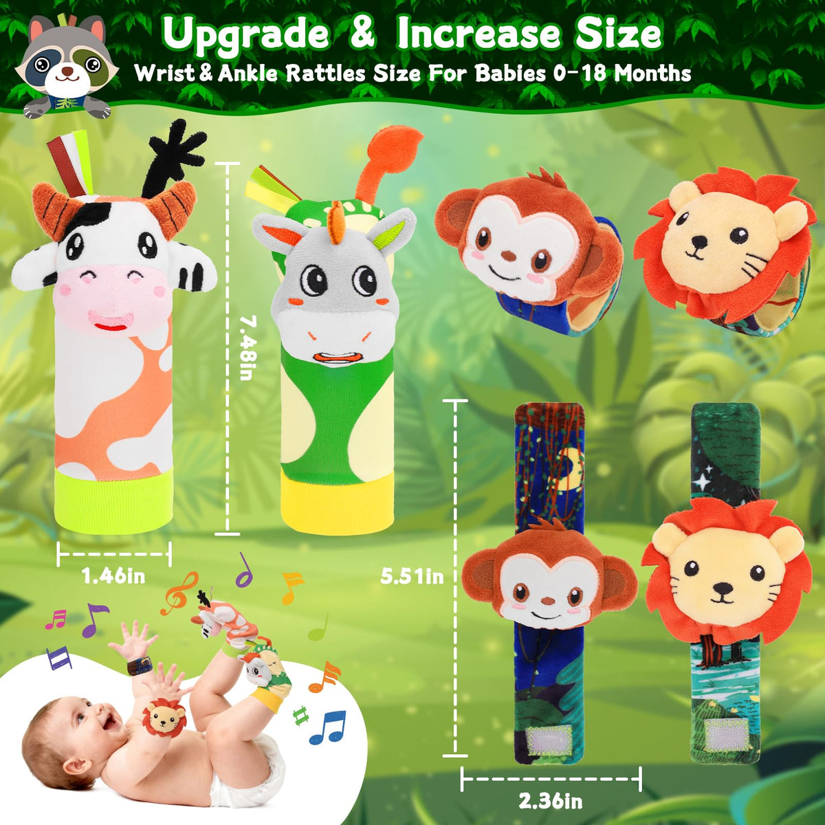 Zendstanding Baby Rattle Toys Set – Wrist Rattles, Sock Rattles & Plush Rings