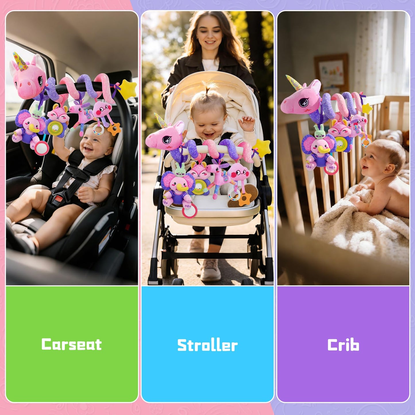 Zendstanding Musical Unicorn Car Seat Toy – 5-in-1 Sensory Baby Toy (0-12 Months)
