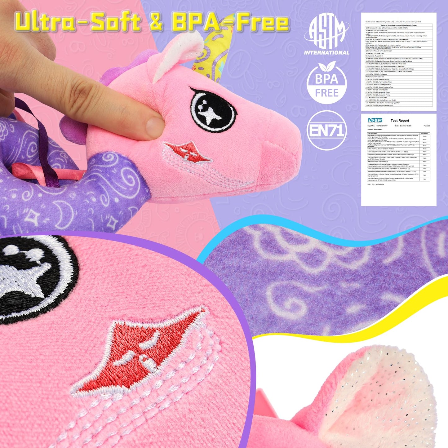 Zendstanding Musical Unicorn Car Seat Toy – 5-in-1 Sensory Baby Toy (0-12 Months)