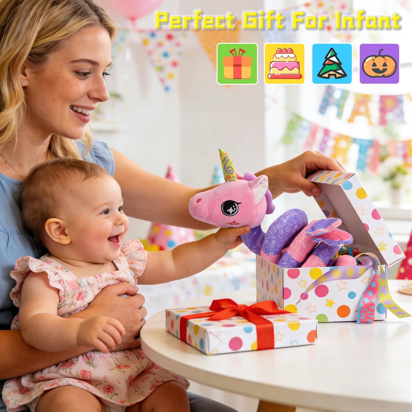 Zendstanding Musical Unicorn Car Seat Toy – 5-in-1 Sensory Baby Toy (0-12 Months)