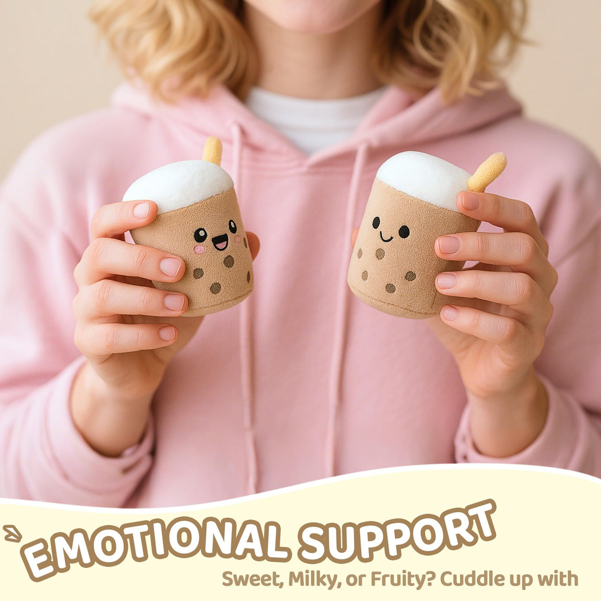 ZENLIV Emotional Support Boba Plush – 5 Cute Squishy Toys with Carrying Basket