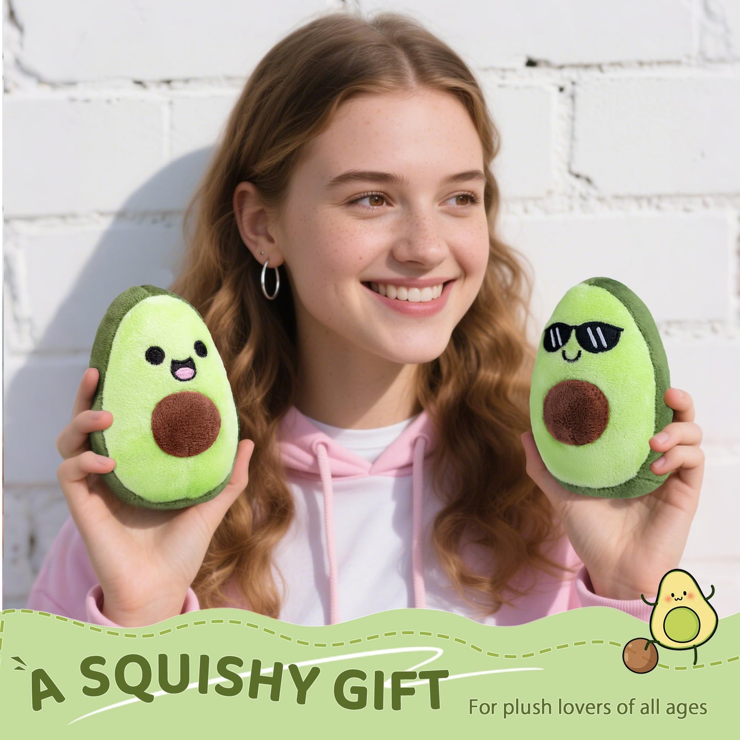 ZENLIV Emotional Support Avocados Plush – 5 Soft Pals with Carrying Basket