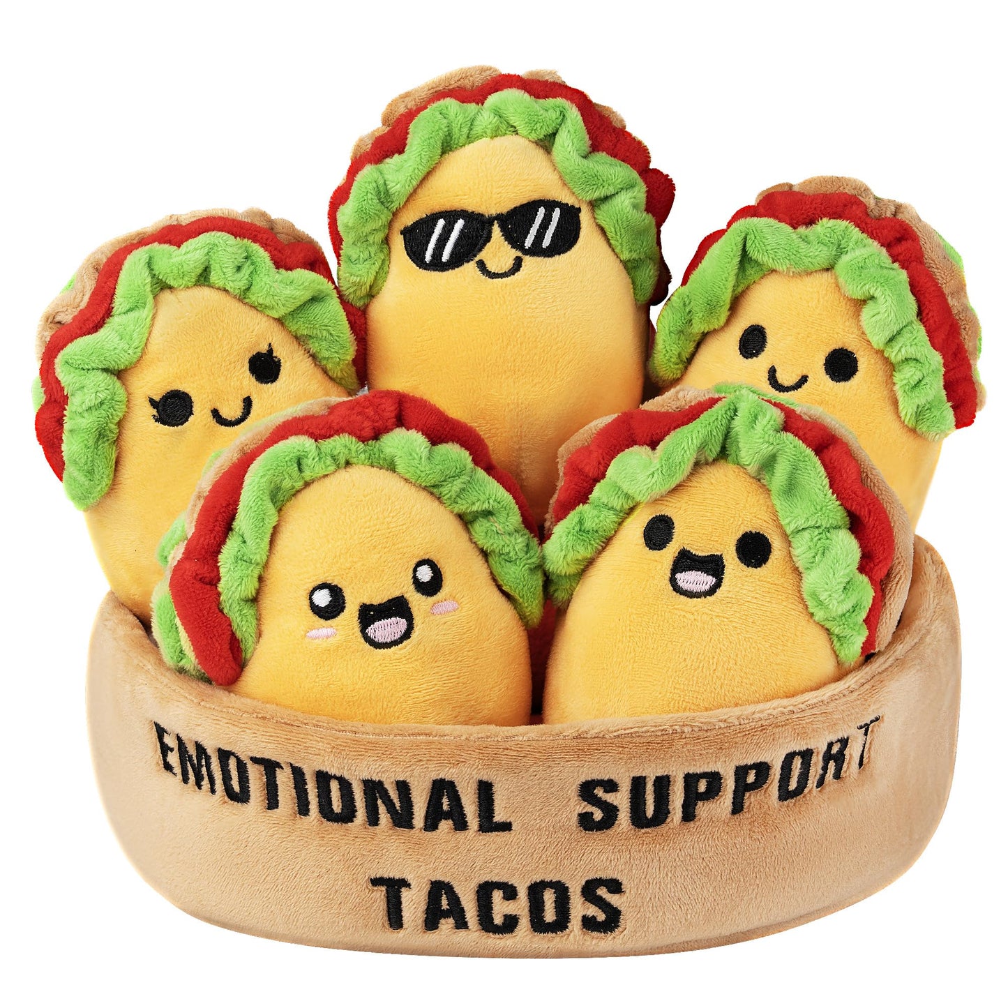 ZENLIV Emotional Support Taco Plush – 5 Soft Tacos with Carry Basket | Cute, Cozy Comfort for Home & Travel