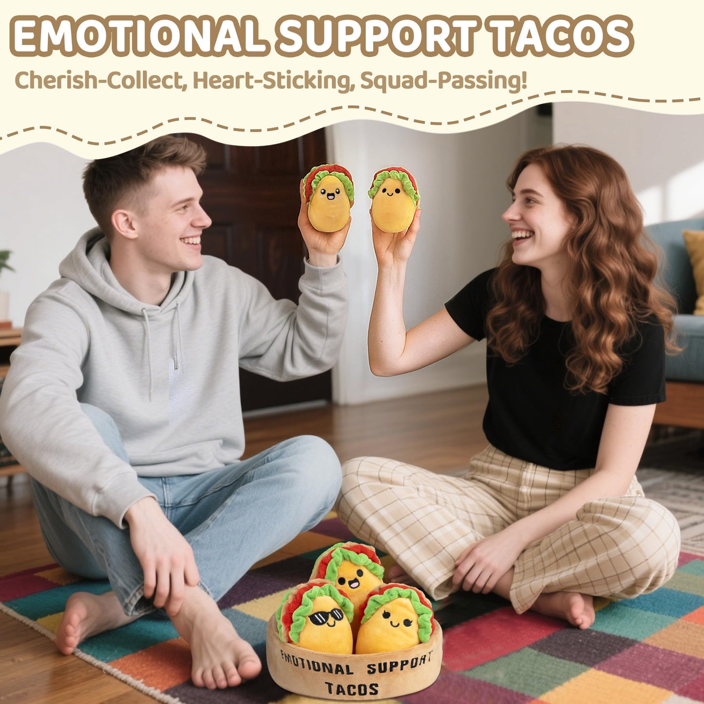 ZENLIV Emotional Support Taco Plush – 5 Soft Tacos with Carry Basket | Cute, Cozy Comfort for Home & Travel