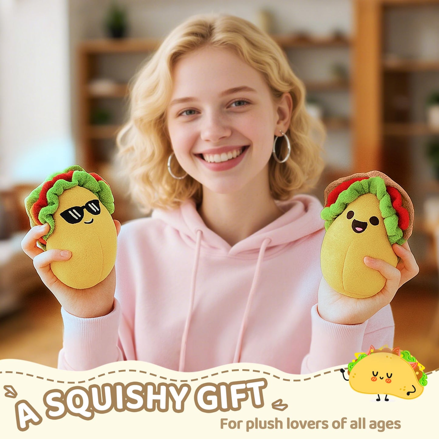 ZENLIV Emotional Support Taco Plush – 5 Soft Tacos with Carry Basket | Cute, Cozy Comfort for Home & Travel