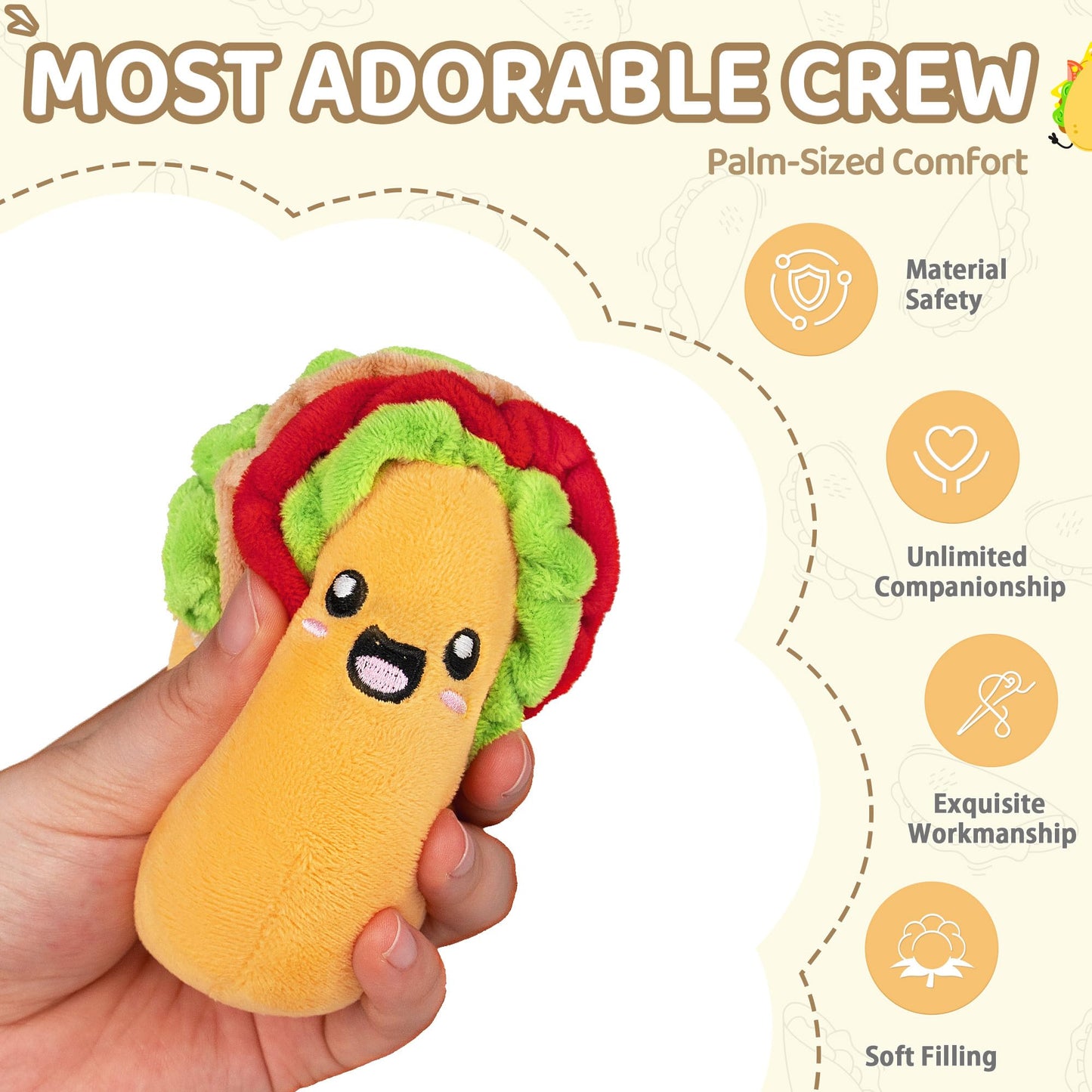 ZENLIV Emotional Support Taco Plush – 5 Soft Tacos with Carry Basket | Cute, Cozy Comfort for Home & Travel
