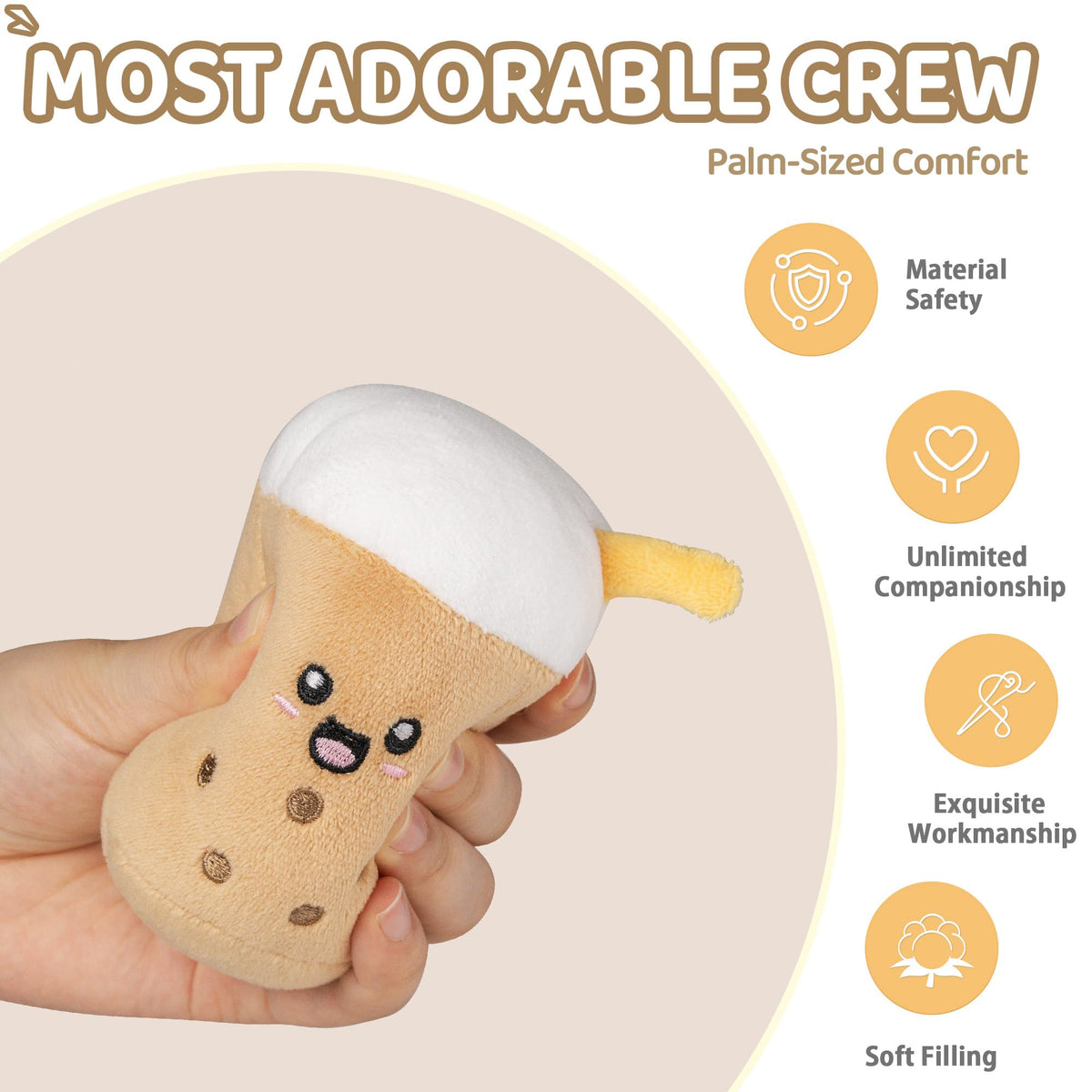 ZENLIV Emotional Support Boba Plush – 5 Cute Squishy Toys with Carrying Basket