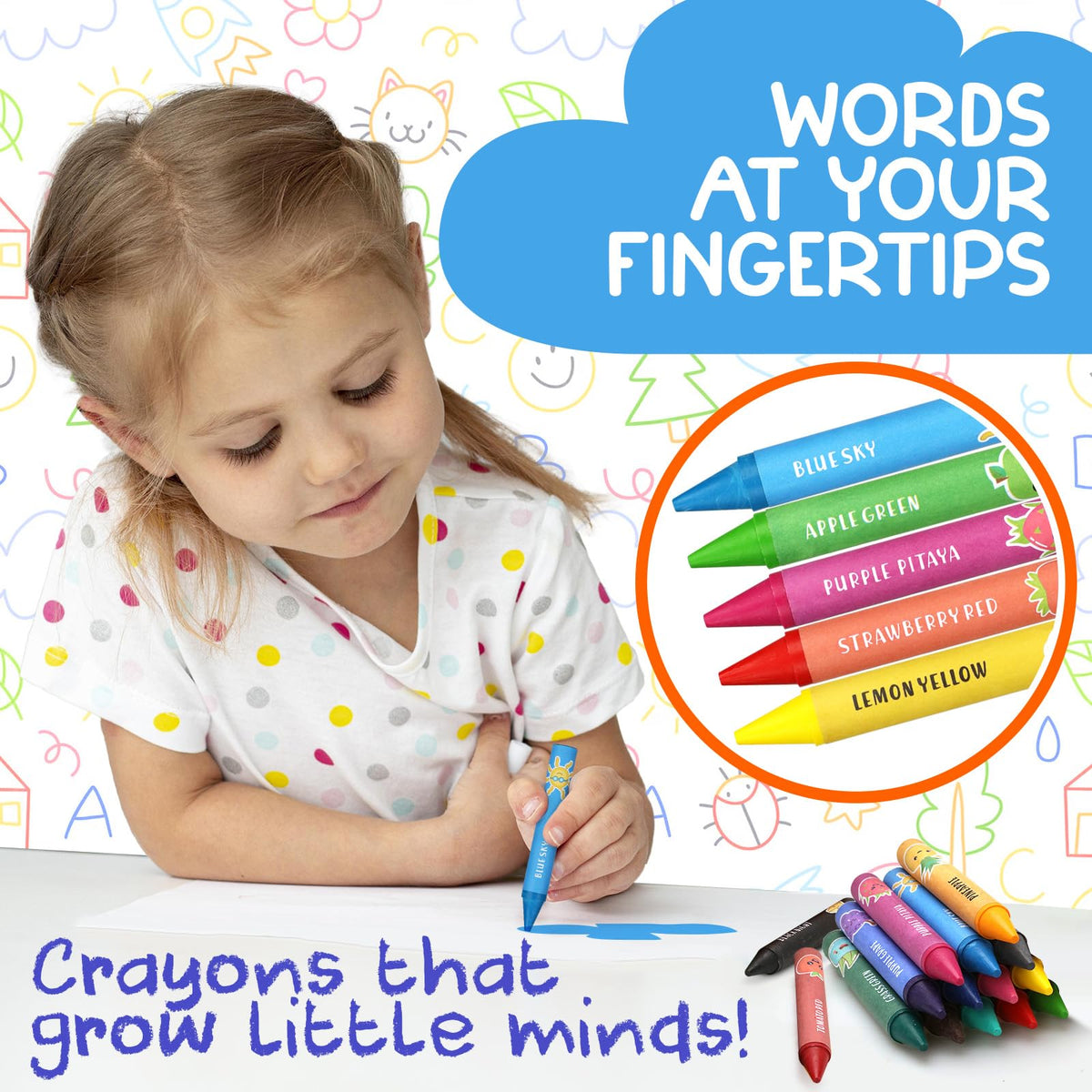 ZENO Jumbo Crayons (16 Colors) – Non-Toxic, Washable, Easy-to-Hold Toddler Art Supplies