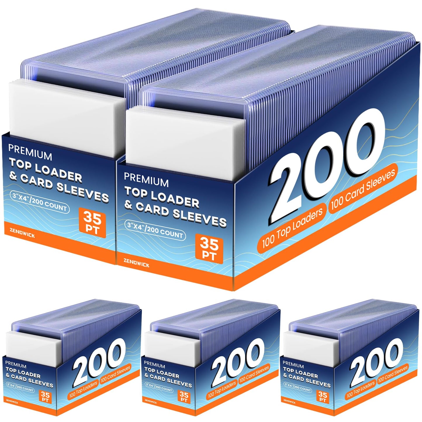 ZENOWICK 1000 Card Sleeves & Top Loaders - 3x4, 500 Top Loaders + 500 Soft Sleeves