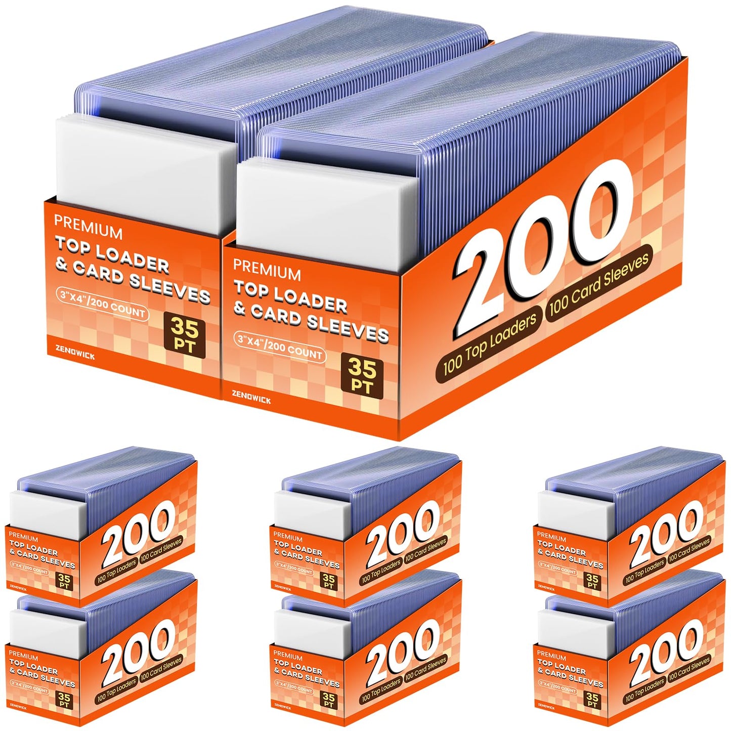 ZENOWICK 1600 Card Sleeves Top Loaders – 3x4 in, 800 Top Loaders + 800 Soft Sleeves