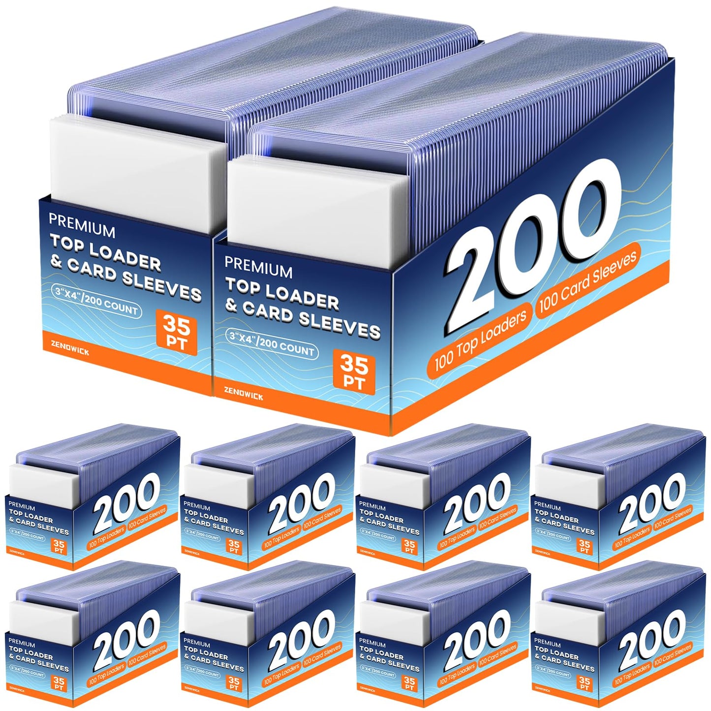 ZENOWICK 2000 Card Sleeves Top Loaders – 3x4 inch Protectors (1000 Toploaders + 1000 Penny Sleeves)