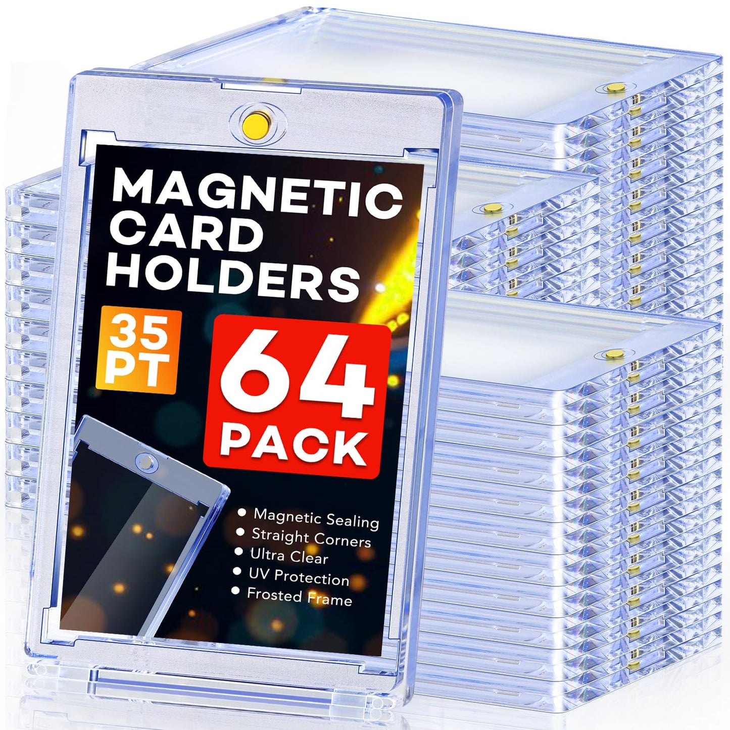 ZENOWICK 64ct Magnetic Card Holder — UV-Protected 35pt One Touch Display Case