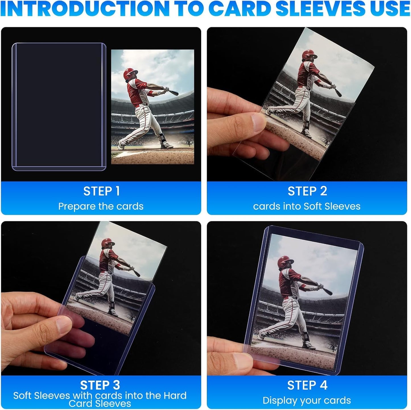 ZENOWICK 2000 Card Sleeves Top Loaders – 3x4 Inch, 1000 Hard Loaders + 1000 Soft Sleeves