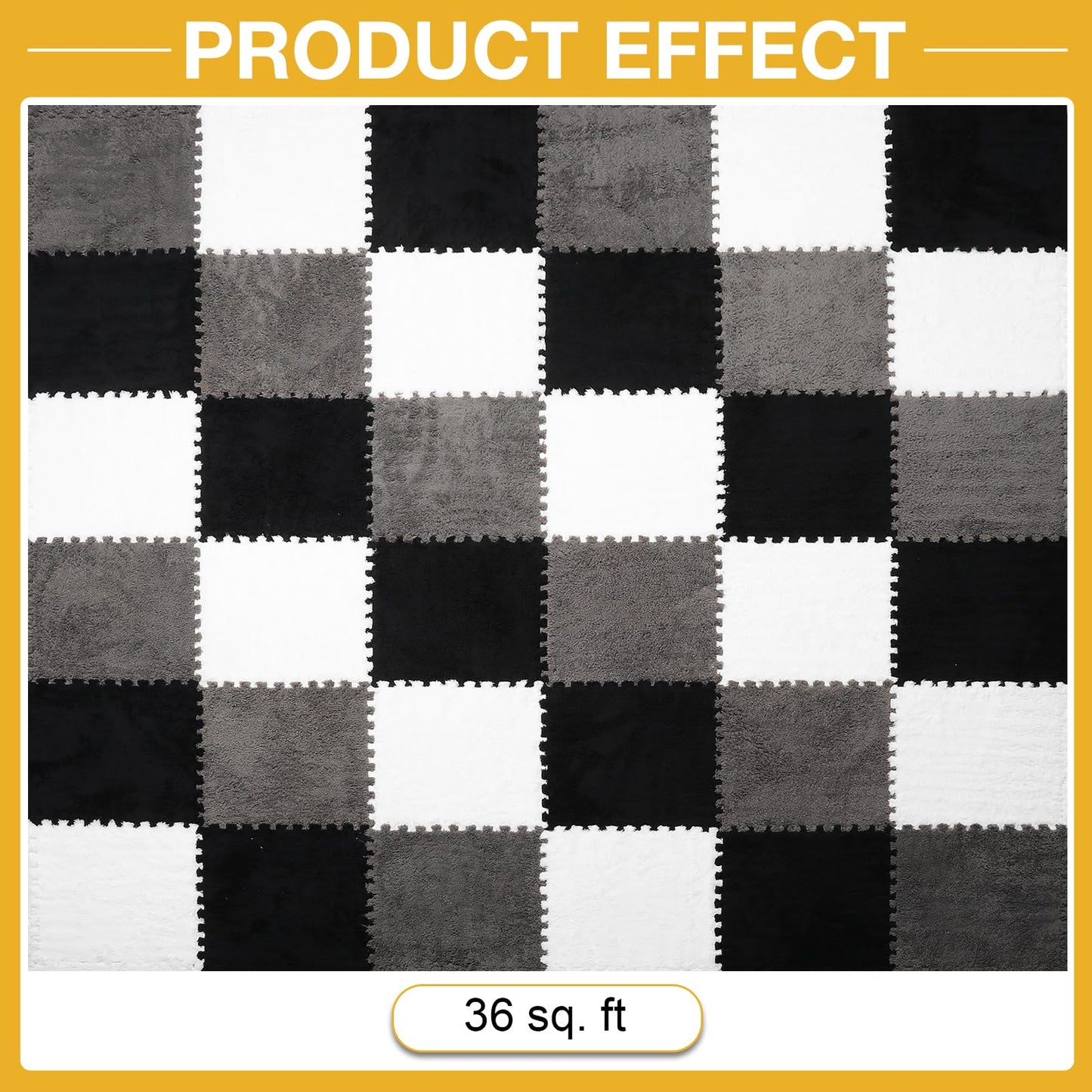 ZENOWICK 36 Pcs Plush Interlocking Carpet Tiles – Non-Toxic EVA Foam, Anti-Slip for Nursery & Playroom