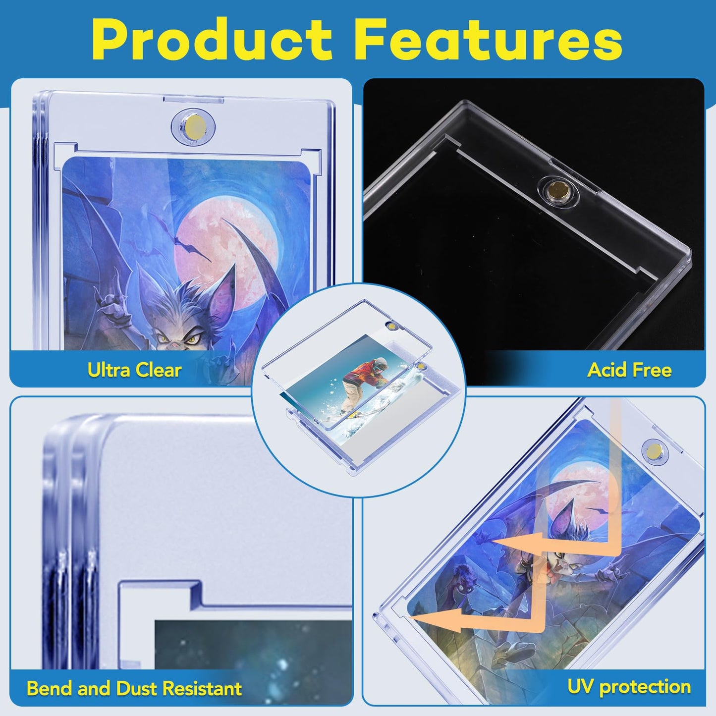 ZENOWICK 64ct Magnetic Card Holder — UV-Protected 35pt One Touch Display Case
