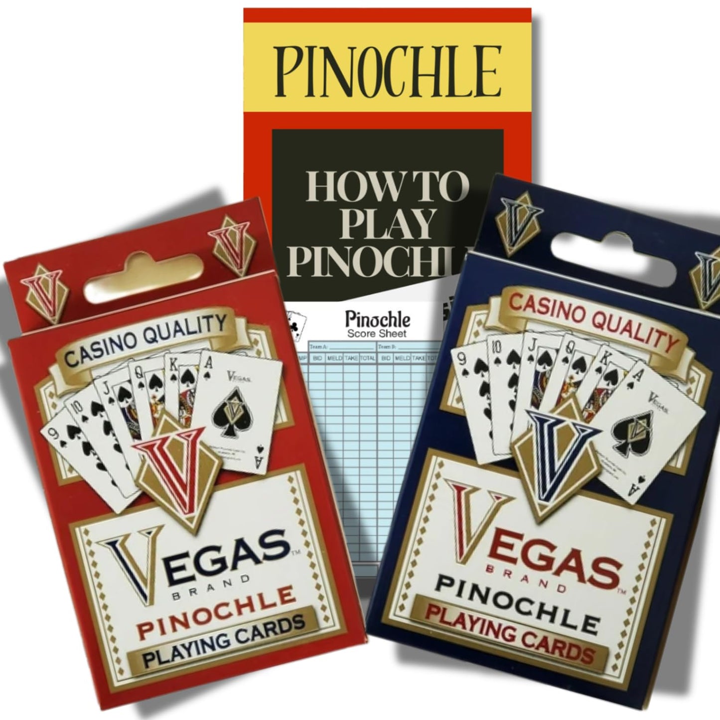 Zentious Pinochle Cards Bundle — Two Decks, Score Pad & Comprehensive Rules Guide