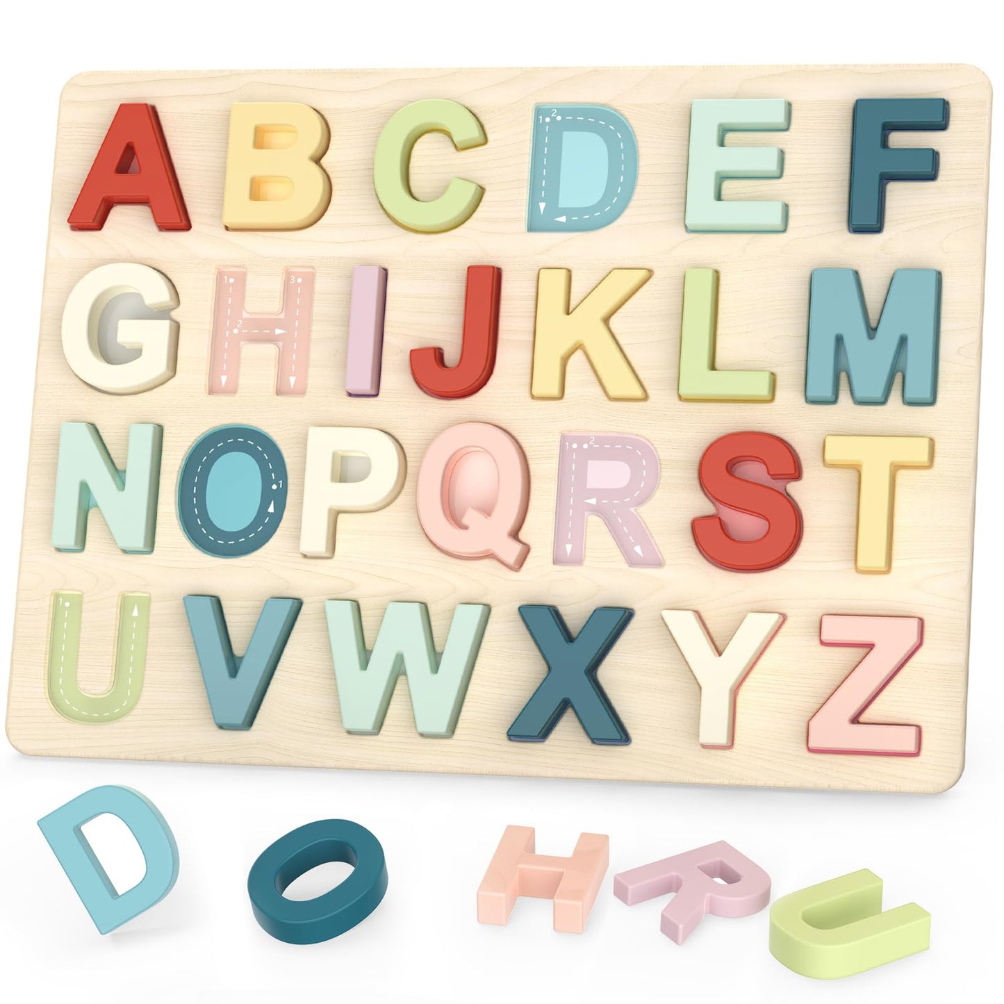 Zeoddler Alphabet Puzzles – Wooden ABC Preschool Learning Toy for Toddlers