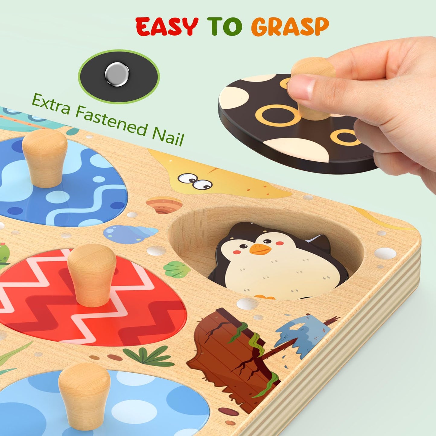 Zeoddler Wooden Sea Animal Egg Puzzles – 8-Piece Montessori Toddler Toy
