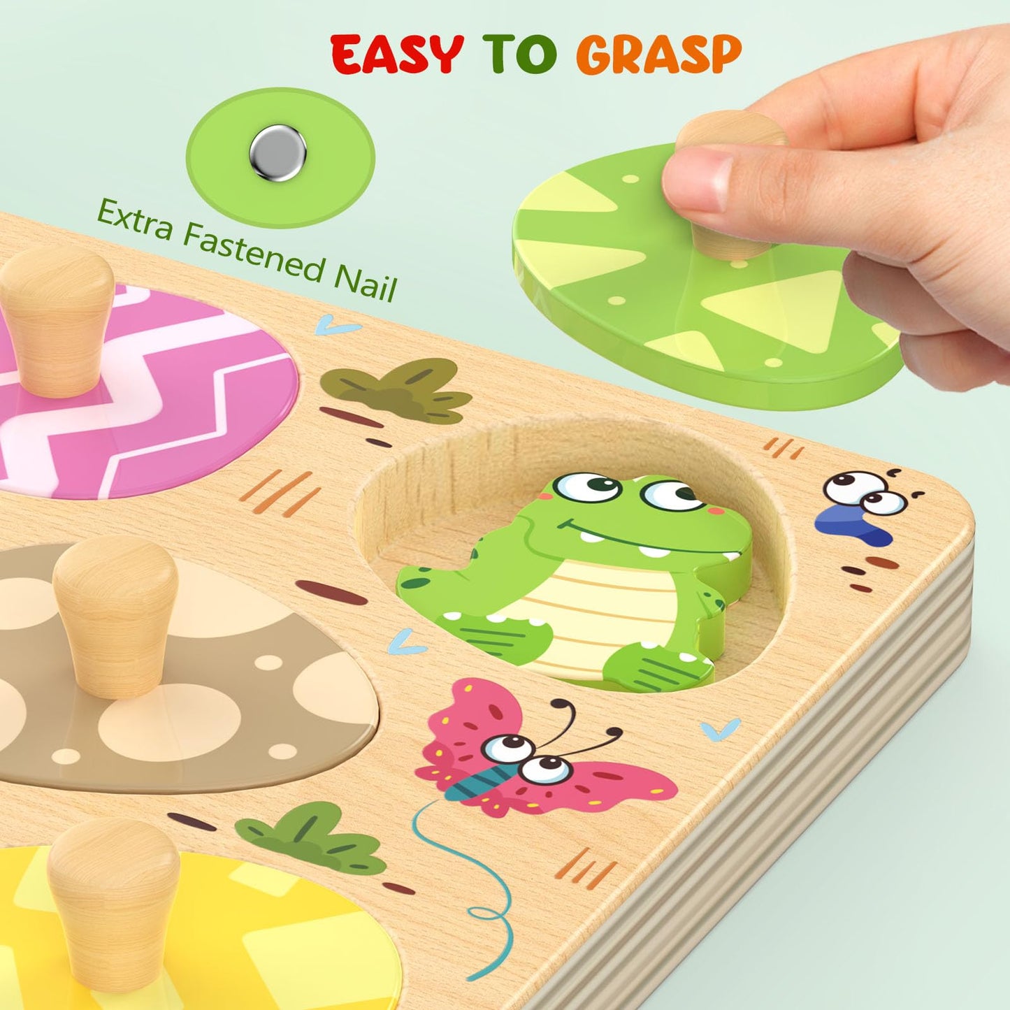 Zeoddler Wooden Puzzles for Toddlers – 8 Pcs Animal Egg Matching Montessori Toys