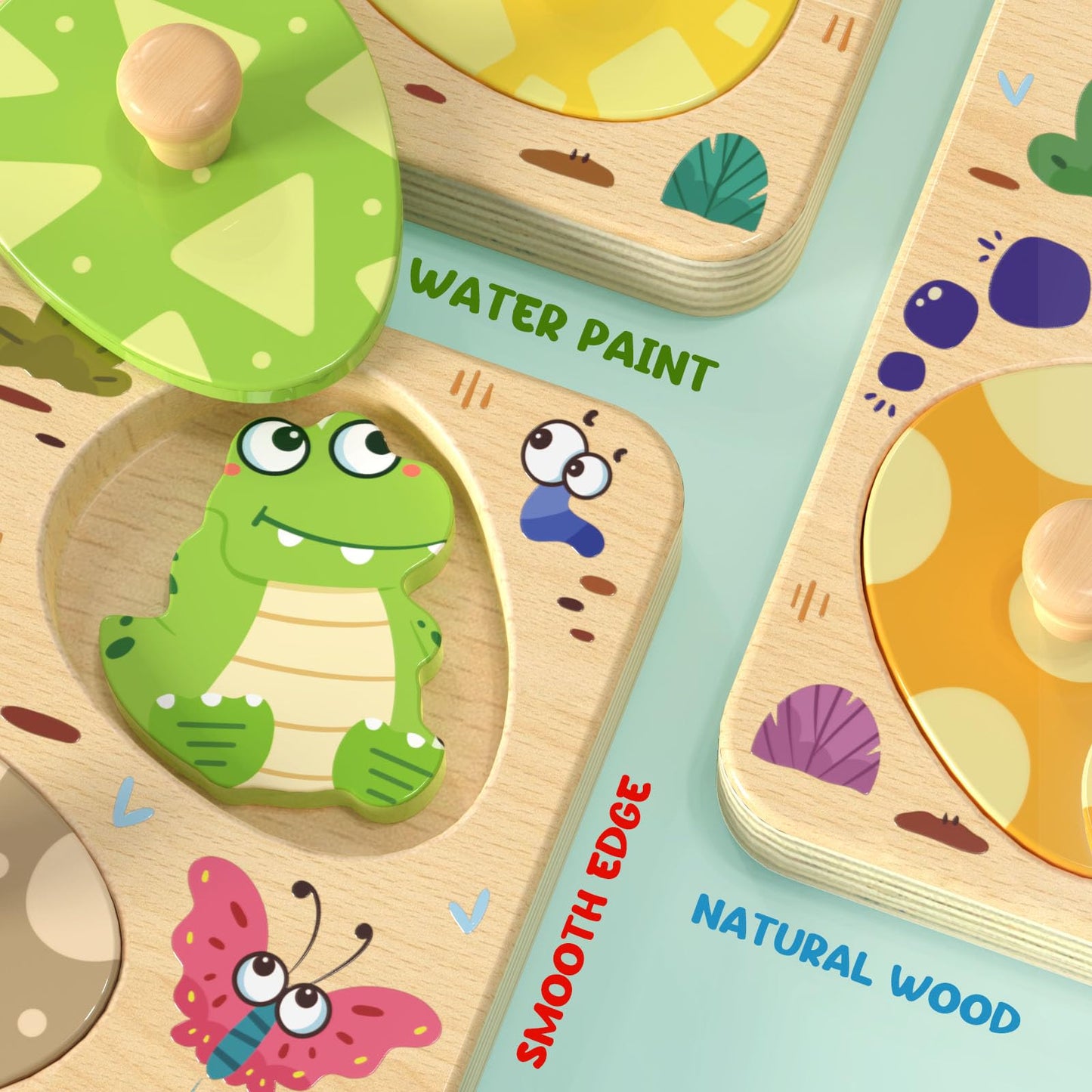 Zeoddler Wooden Puzzles for Toddlers – 8 Pcs Animal Egg Matching Montessori Toys