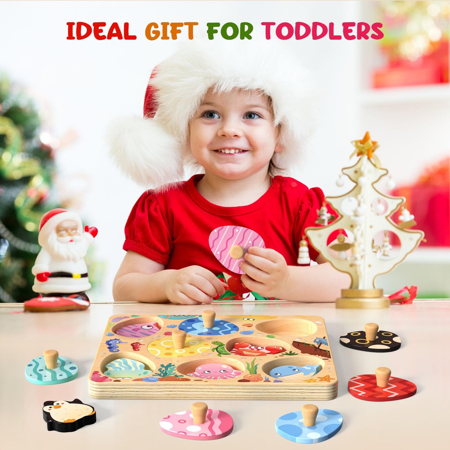 Zeoddler Wooden Sea Animal Egg Puzzles – 8-Piece Montessori Toddler Toy