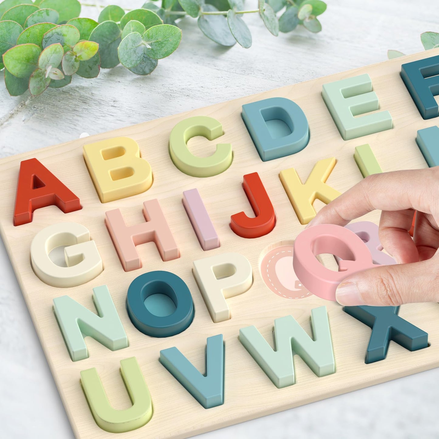Zeoddler Alphabet Puzzles – Wooden ABC Preschool Learning Toy for Toddlers