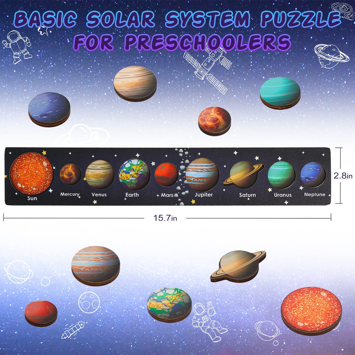 Zeoddler Solar System Puzzle for Kids 3–6 | Wooden Space Toys