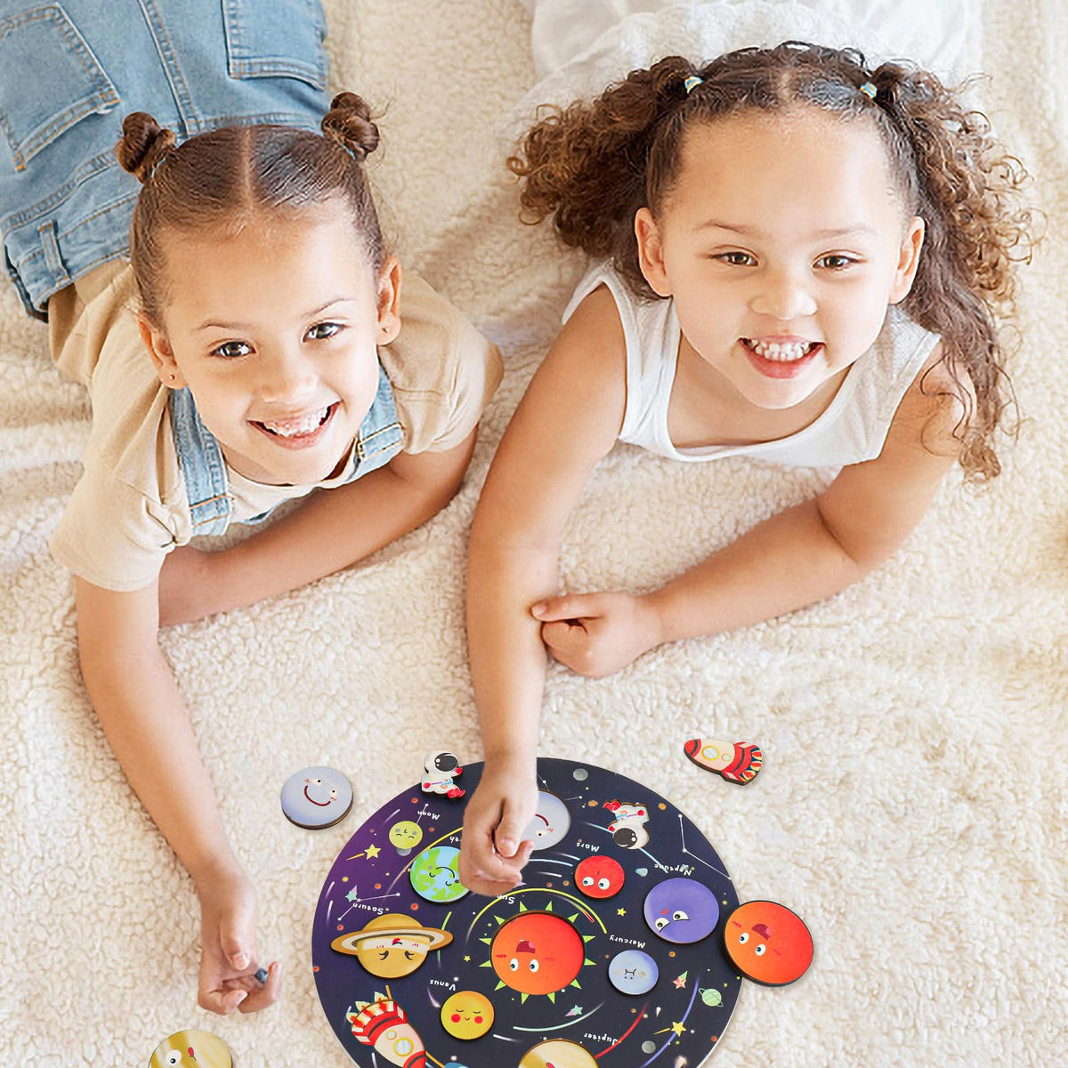 Zeoddler Upgrated Solar System Puzzle – Wooden Space Toys for 3-6 Years | Preschool Learning