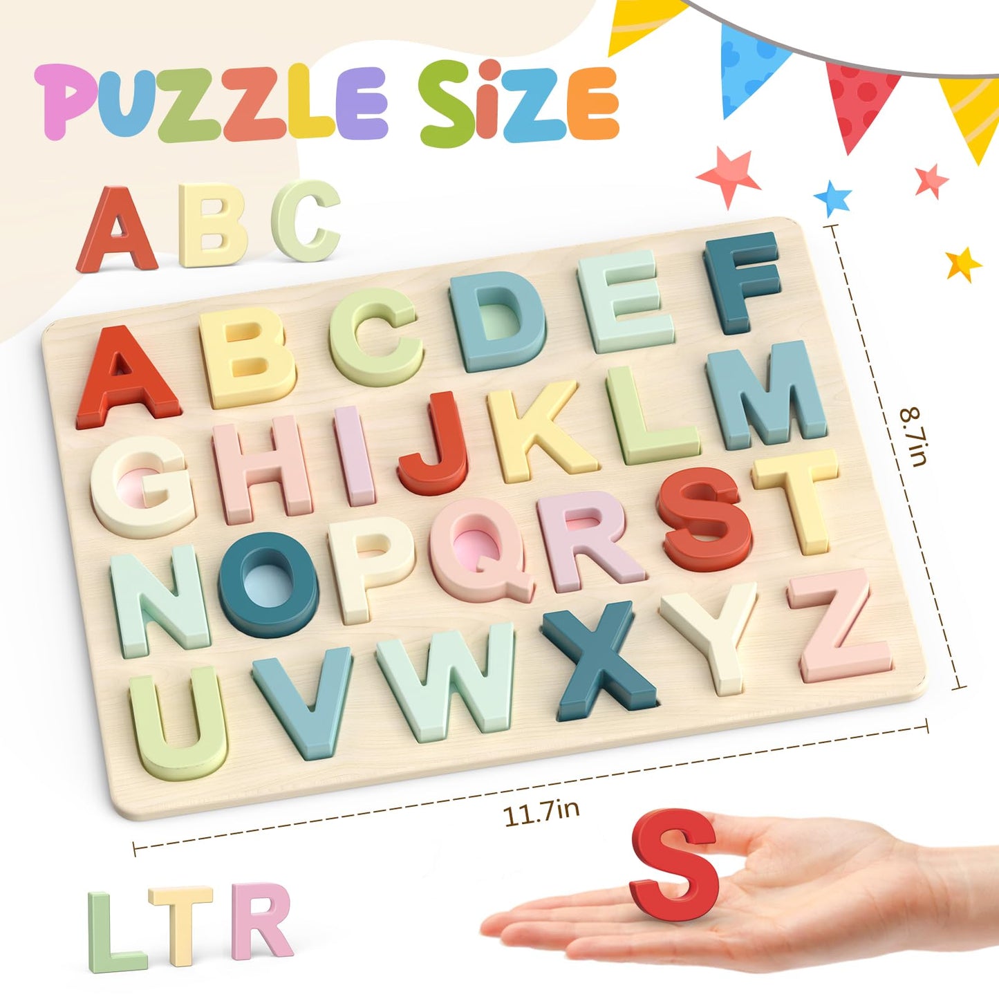 Zeoddler Alphabet Puzzles – Wooden ABC Preschool Learning Toy for Toddlers