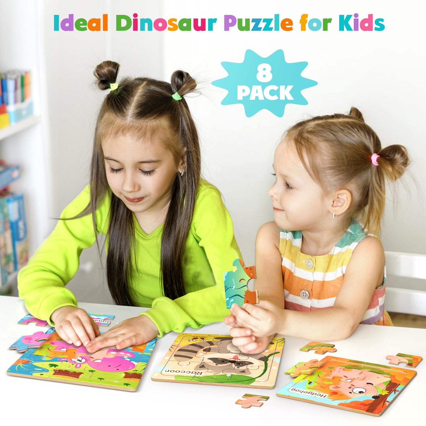 Zeoddler Wooden Puzzles for Toddlers — 8 Animal Jigsaws (9-Piece), Preschool Learning Toys
