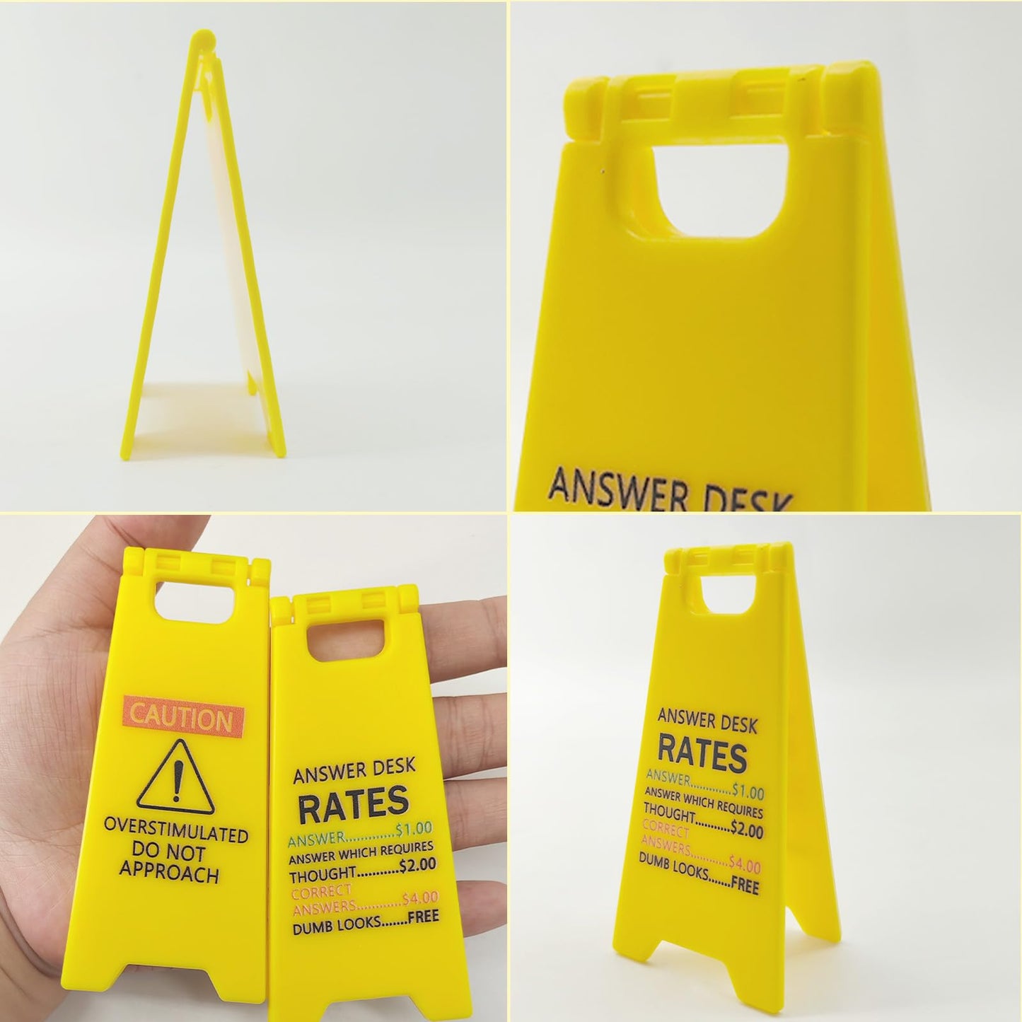 Zeptrix 4Pcs Funny Office Desk Decor — Caution Overstimulated Sign Set for Cubicles