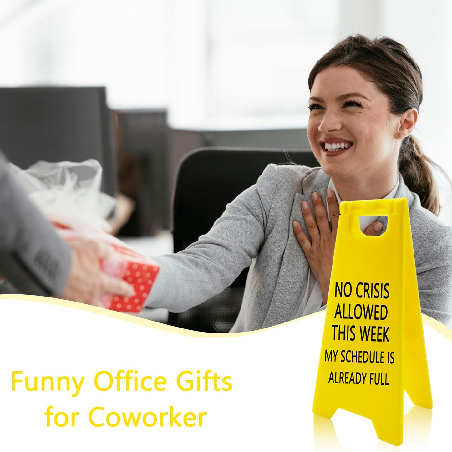 Zeptrix 4Pcs Funny Office Desk Decor — Caution Overstimulated Sign Set for Cubicles