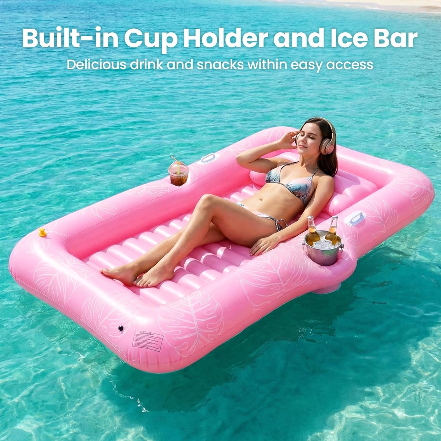 Zeraty Inflatable Tanning Bed Pool Lounger – 2-in-1 Floating Lounger for Adults, 330 lb Capacity