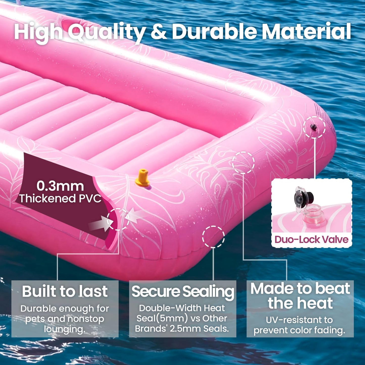 Zeraty Inflatable Tanning Bed Pool Lounger – 2-in-1 Floating Lounger for Adults, 330 lb Capacity
