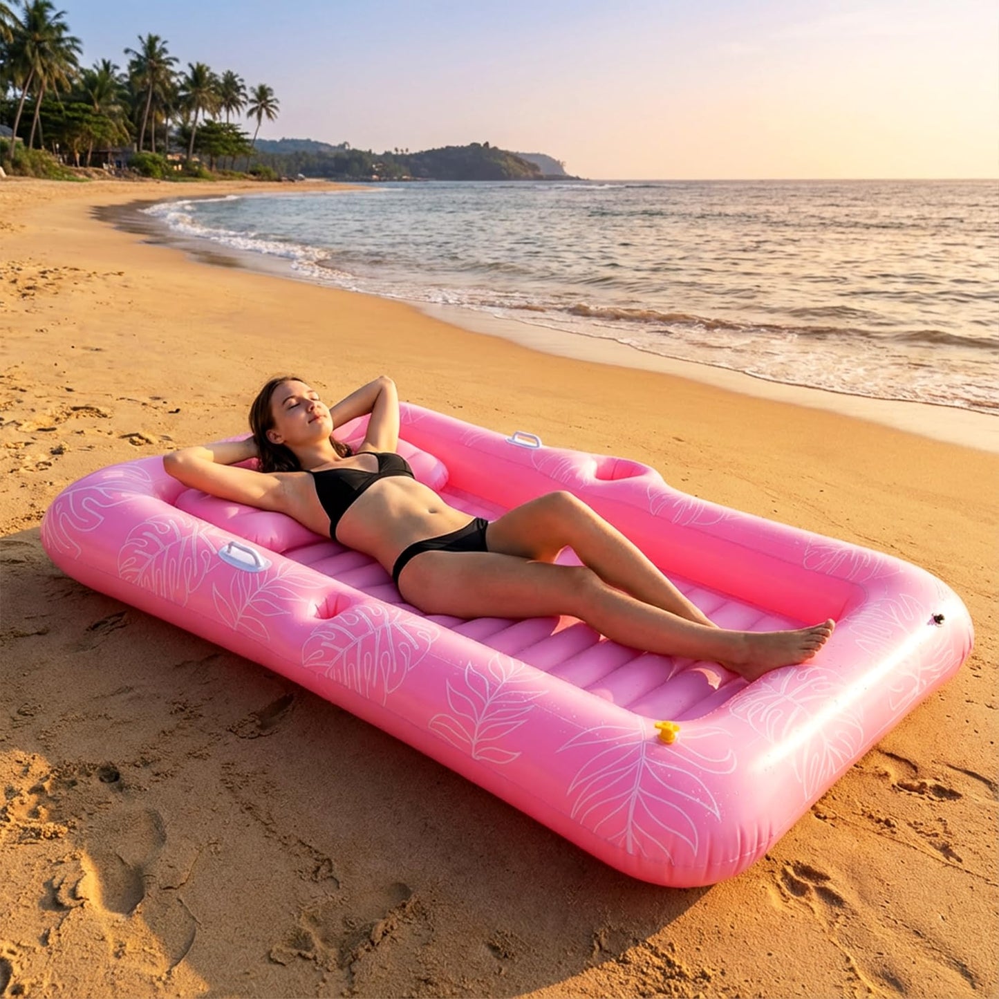 Zeraty Inflatable Tanning Bed Pool Lounger – 2-in-1 Floating Lounger for Adults, 330 lb Capacity