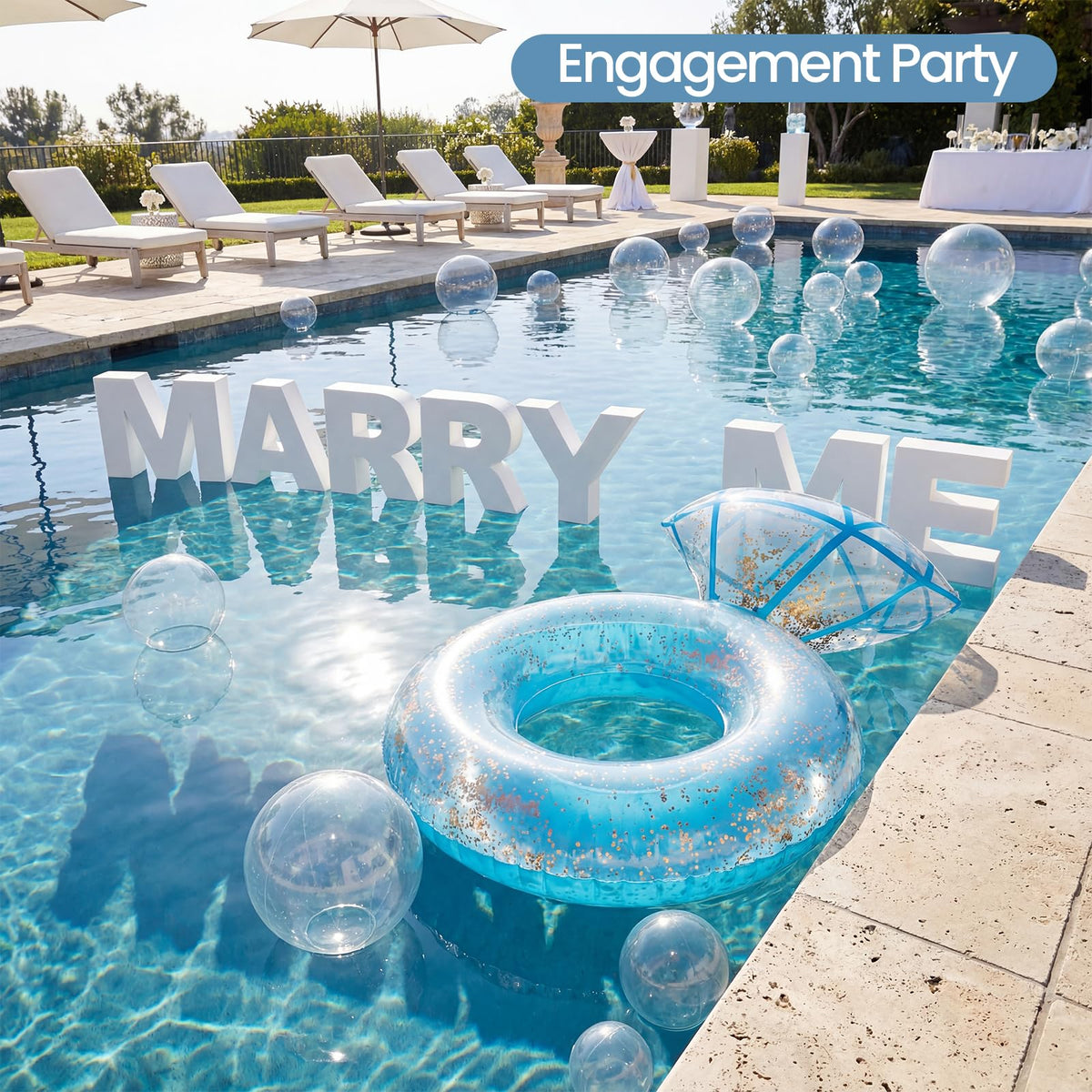 Zeraty 2 Pcs Inflatable Diamond Ring Float with 8 Cup Holders – Pool Party Bar