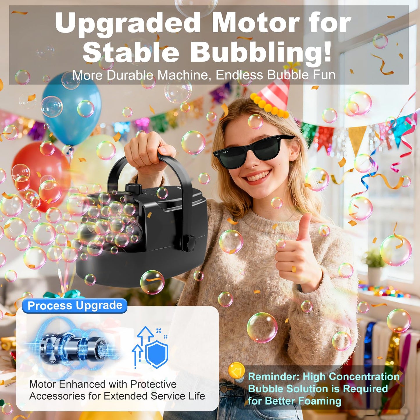 Zerhunt Bubble Machine – 18000+ Bubbles/Min, Indoor & Outdoor